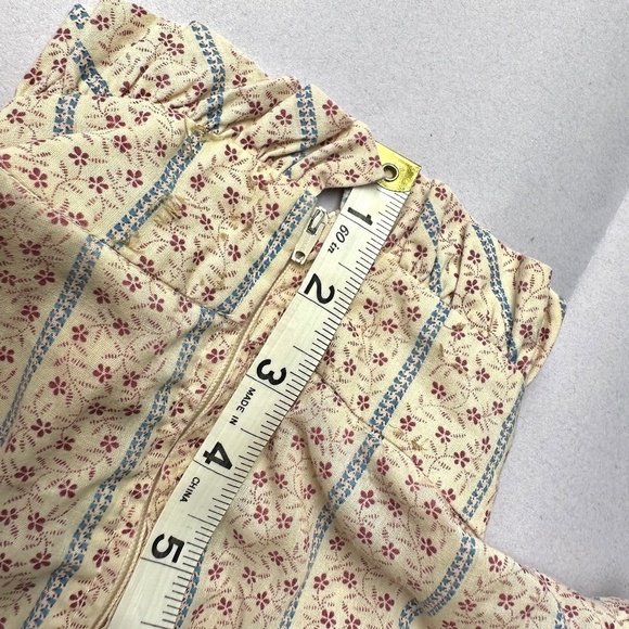 Vintage Oops Floral Print High Neck Peasant Blouse Ruffle Size Small 70s Cream - Picture 11 of 16